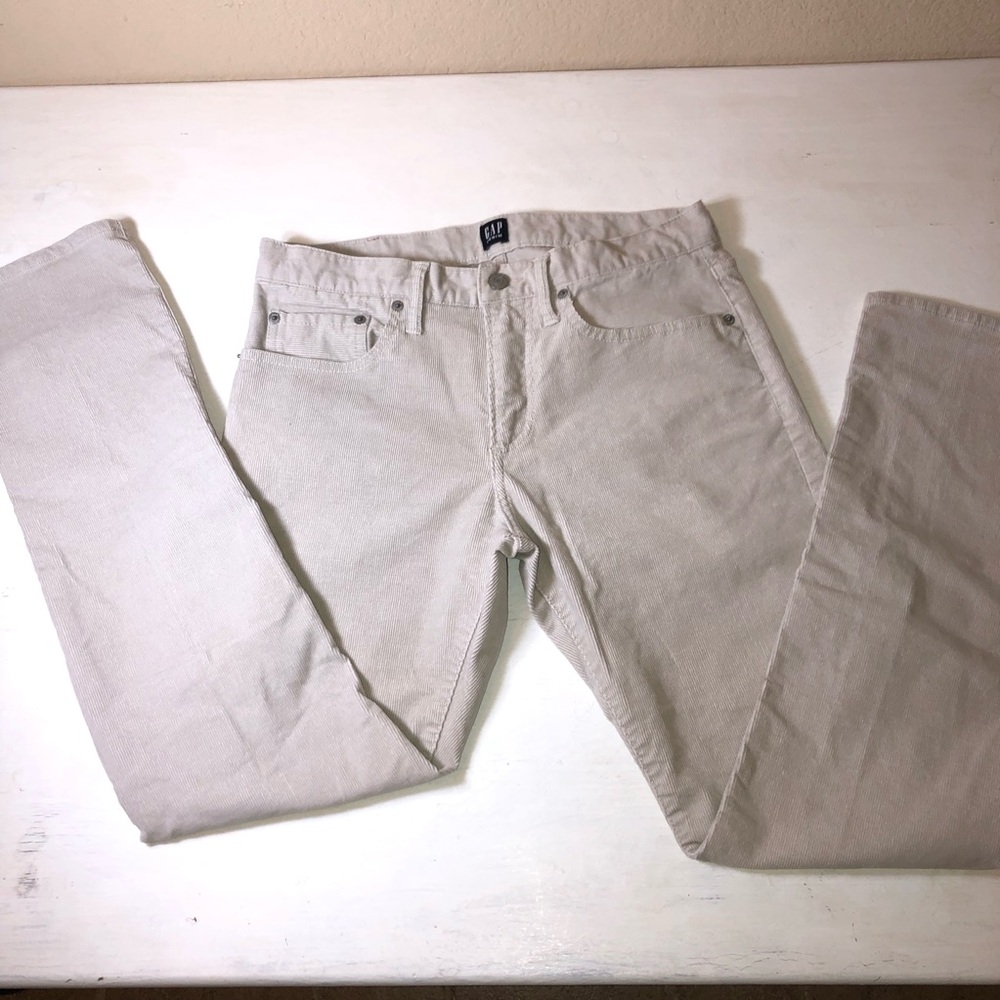 GAP Men’s Corduroy Pants. Slim Straight Light Beige Pants, EUC, 29X30,super soft